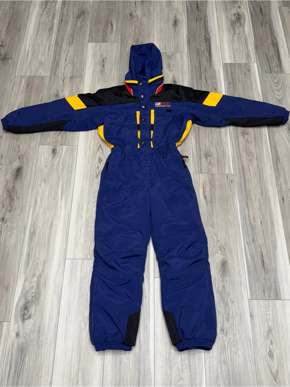 VTG Obermeyer Kids One-Piece Snow Suit - Blue, Black & Yellow
